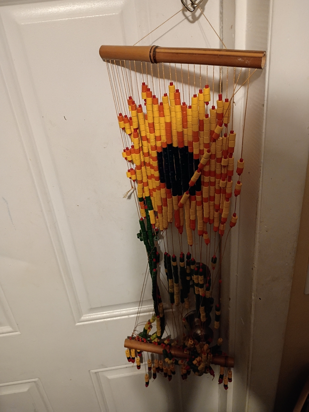 American Vintage Yellow, Orange & Black Beaded Sunflower Wall Hanging